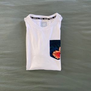 Adidas White Floral Pocket T-Shirt